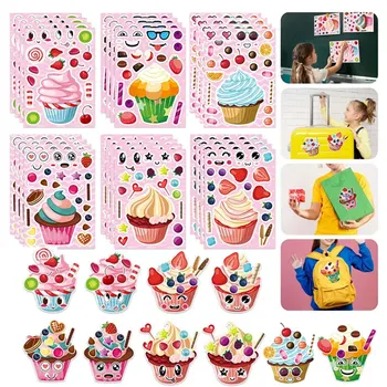 Направете Листове Етикети, за Кексчета за Сладки Деца Създай Свой Собствен Cupcake САМ Стикери-Пъзели За Деца Подаръци За Рожден Ден, Етикети за партита