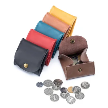 Портфейл за монети От Естествена Кожа, Мини чанта За слушалки, 6 Едноцветни Цветя, Малки мрежи в Ретро стил Унисекс.