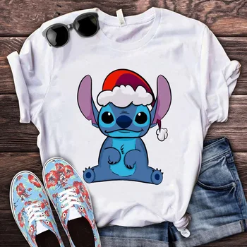 Коледна Тениска с Изображение на Анимационни Kawai на Дисни и Бродерии за Момчета И Момичета, Тематичен Костюм за Парти, Семеен Коледен Подарък С Къс Ръкав За Деца, Празничен Подарък