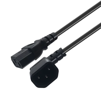Правоъгълен кабел IEC 320 C14 с жак C13, удължителен кабел за захранване C14-C13 за UPS PDU, захранващ кабел ac H05VV-F VDE (0,6 м)