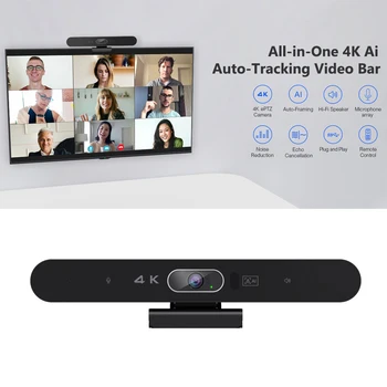 Камера за 4K USB Уеб камера HD Камера за видео конферентна връзка с микрофон и високоговорител AI Проследяване на лица Автофокус с дистанционно управление за КОМПЮТЪР