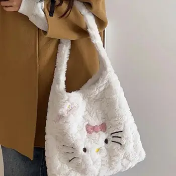 Kawaii Sanrio Hellokitty Плюшен Чанта През Рамото Си Едно Сладко Чанта За Пътуване До Работа С Голям Капацитет Оригинален Коледен Подарък За Приятелка