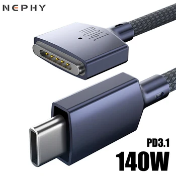Магнитен кабел, Бързо Зареждане USB Type C до MagSafe3 140 W PD 3.1 За Macbook Air Pro 14-16 M2 Кабел на Зарядно Устройство Mac MagSafe 3 LED