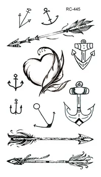 Водоустойчив Малка Прясна стикер с татуировка, Цветна Писалка, Буква и Стрелка, Индивидуален Модерен дизайн татуировки