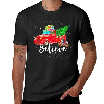 Аз вярвам и в Коледа, тениска с коледен камион Старата школа, забавни тениски, дрехи от аниме, мъжко облекло, тениски оверсайз за мъже