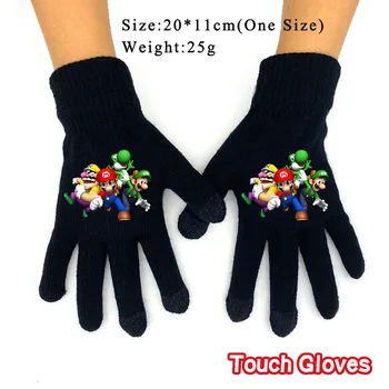 Ръкавици kawaii от аниме Super Mario Bros, зимните модни възли ръкавици за пълен пръст, Топли, разтеглив, за възрастни, Възли Ръкавици Yoshi, подарък
