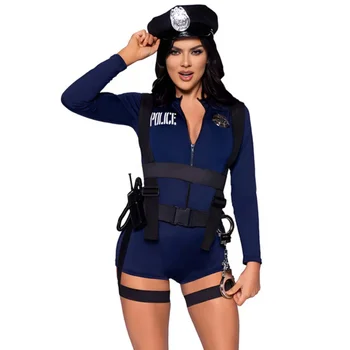 Дамски полицейска форма, костюми за ролеви игри, женски съоръжения за игри на Хелоуин, дрехи за изказвания, секси гащеризон, аниме-cosplay