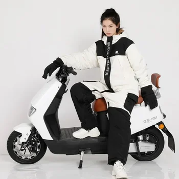 Яке за каране на мотоциклет с електрически люк на Зимния костюм за картинг Мотоциклет топла и кадифена костюм за езда с разрезными штанинами