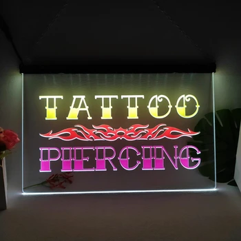 Татуиране, пиърсинг, Боядисана Светещ Знак Miami Ink с ефект неонового блясък, начало декор, Стена спални