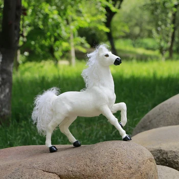 Симулация модел на коня, пластмаса и кожа белият кон Ръчно изработени играчки за декорация, подарък за дома P10