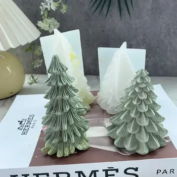 Коледната елха Свещ, Силиконова форма, 3D Коледно дърво, Гипсови орнаменти, Форма от смола, правенето на коледни подаръци ръчна изработка, Капельная форма