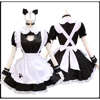 Черен сладък котка, Лолита, рокля на слугиня, костюми за cosplay, костюм за момичета, жена, сервитьорка, вечерни етап костюми