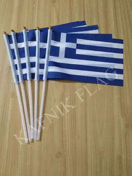 Кафник, 5шт Гръцки национален флаг с пърхащи ръка 14 *21 см # 8 Флаг от полиестер Безплатна доставка