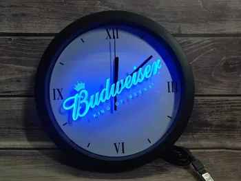 0a002 Приложение Budweiser Beer Bar Pub Club Rgb 5050 Led неонови светещи табели Стенни часовници