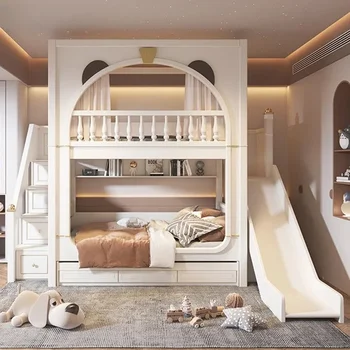 Сладко бяло бебешко легло принцеси за момичета, Много място за съхранение, Детски легла от масивно дърво, Съвременни мебели за спалня Enfant