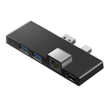 USB3.1 Зарядно устройство-USB Хъб-C Gen1, Съвместим с 4K Четец на media reader SD/TF карта, Конвертор RJ-45 6в1 за Microsoft Surface