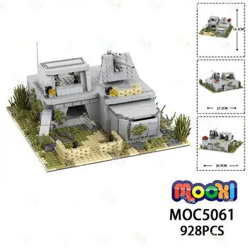 928 бр. Военни строителни блокове на Battlefield MOC, архитектура модел скрита крепост, играчки за деца, подарък MOC5061