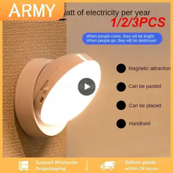 1/2 / 3ШТ Led нощна светлина с USB зареждане, сензор за движение, Кръгли енергоспестяващи led лампи, управление на звука / на осветлението в спалнята за коридор на дома