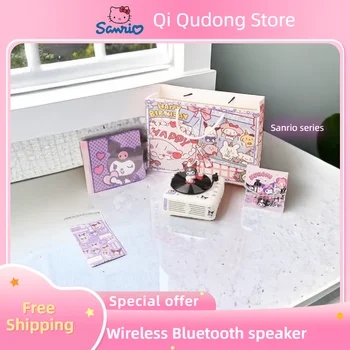 Kawaii Sanrio Kuromi Melody Creativity Ретро Многофункционален Безжичен плейър грамофонни плочи Bluetooth Високоговорител Подаръци за рожден Ден за момичета