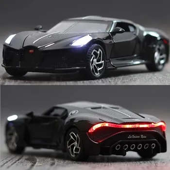 1:32 Модел На Колата От Сплав Bugatti Black Dragon, Имитирующая Звук И Светлина, Откидывающаяся Назад, Играчка На Пишеща Машина, Спортна Кола, Бижу Колекция За Момчета, Подарък